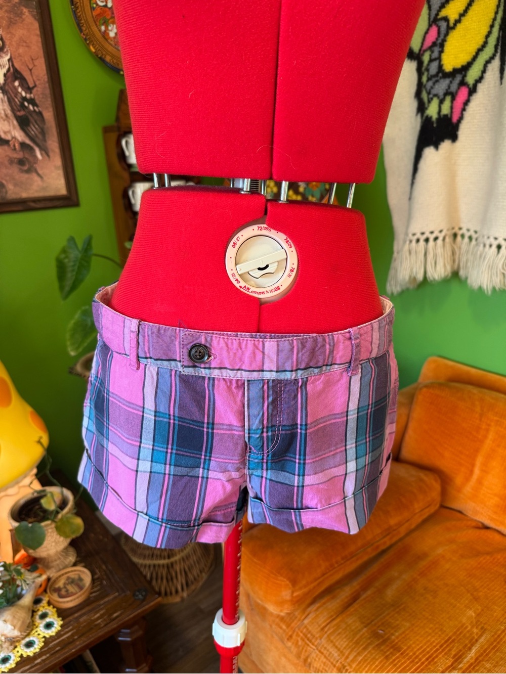 Pink Plaid Women's Cotton Shorts